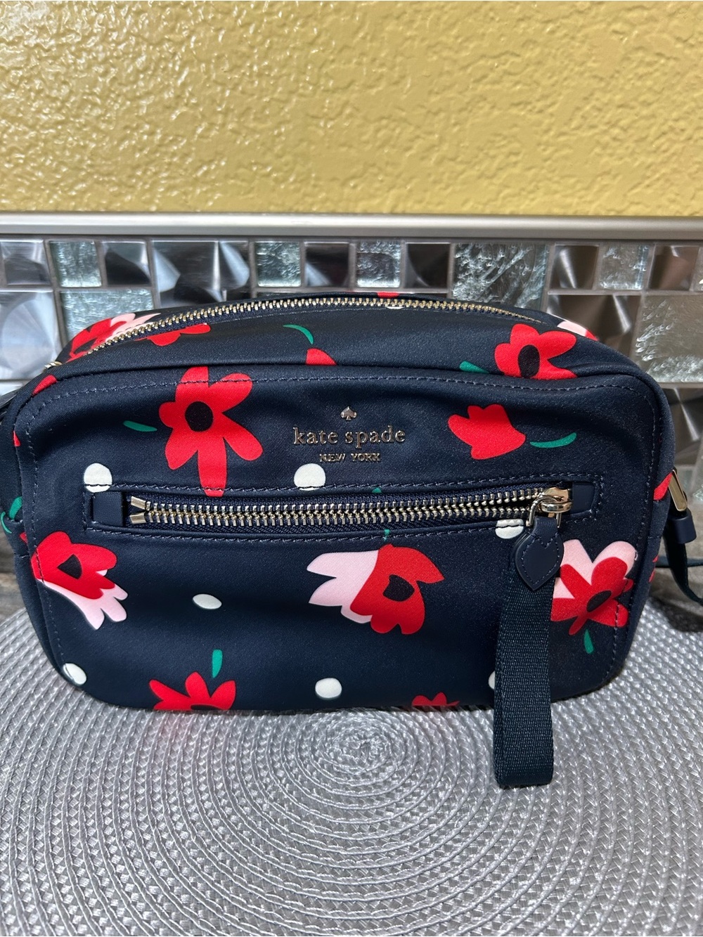 kate spade Navy Floral & Polka Dot Crossbody Bag